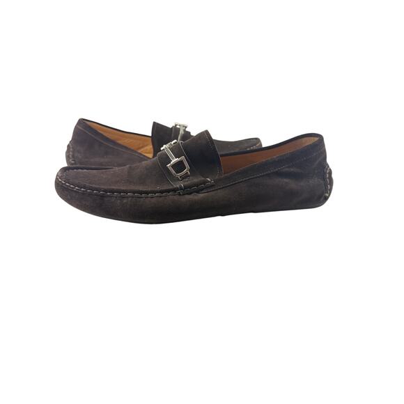 Gucci Brown Suede Horsebit Loafers with Silver Detail Mens 10.5 - Picture 1 of 10